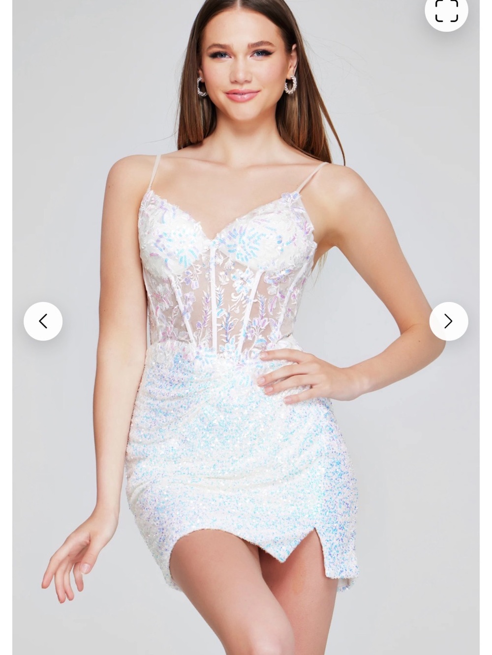 Jovani Lilac Sequin & Lace Mini Dress — Size 12 — NWT